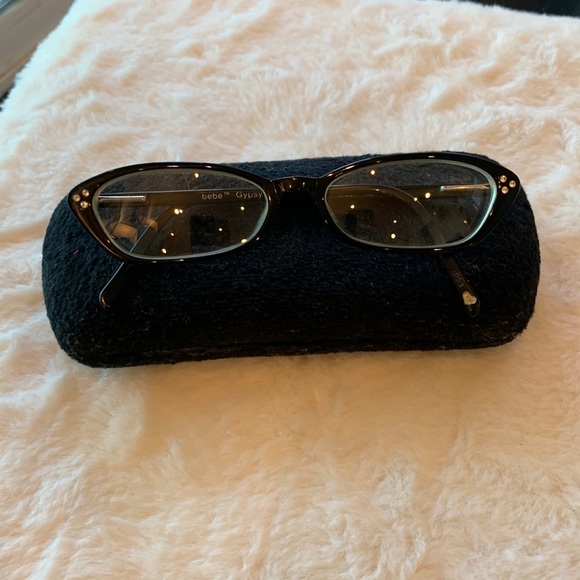 Bebe Black Cat Eye Eyeglasses Glasses w/ Cluster Rhinestones Vintage Pink Ladies - Picture 2 of 9